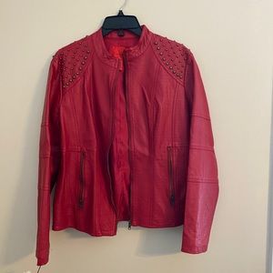 Vintage studded red faux leather jacket